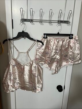 Silky Floral Satin Cami & Short Sleep Set - Blush